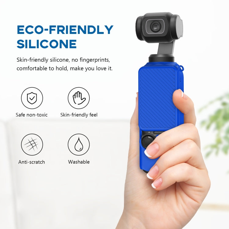 For DJI OSMO Pocket 3 PULUZ 2 in 1 Silicone Cover Case Set with Strap (Blue) by PULUZ