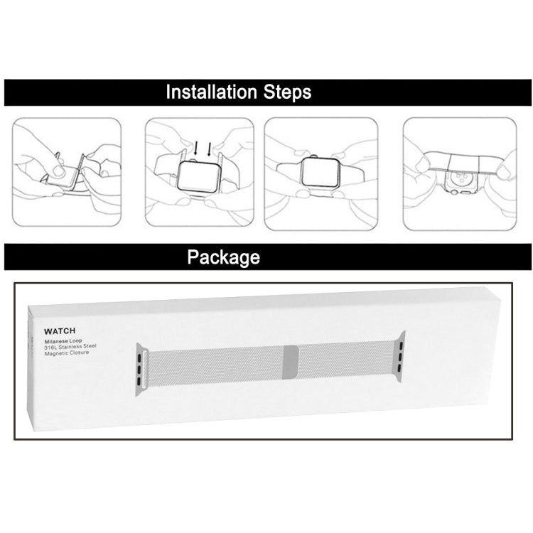 For Apple Watch 42mm Milanese Loop Magnetic Stainless Steel Watch Band(Black) by bashfashion