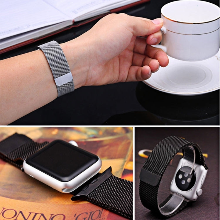 For Apple Watch 42mm Milanese Loop Magnetic Stainless Steel Watch Band(Black) by bashfashion