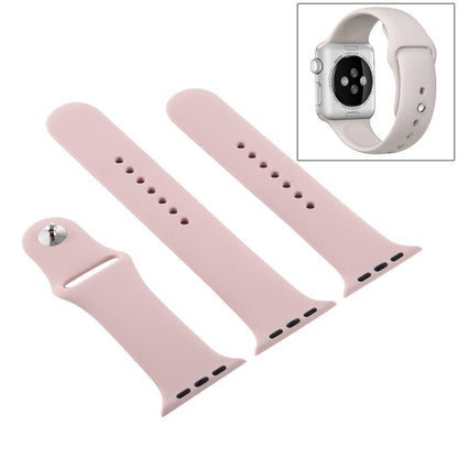 For Apple Watch Ultra 49mm & Watch Ultra 2 49mm / Series 9&8&7 45mm / SE 3&SE 2&6&SE&5&4 44mm / 3&2&1 42mm 3 in 1 Rubber Watch Band with Pin Buckle (Sand Pink) by bashfashion