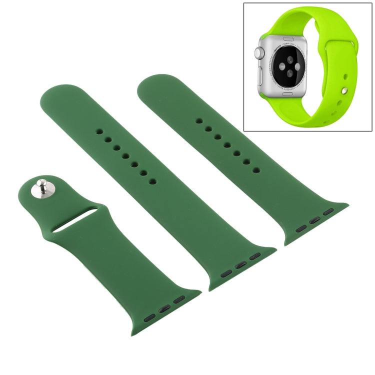 For Apple Watch Ultra 49mm & Watch Ultra 2 49mm / Series 9&8&7 45mm / SE 3&SE 2&6&SE&5&4 44mm / 3&2&1 42mm 3 in 1 Rubber Watch Band with Pin Buckle (Forest Green) by bashfashion