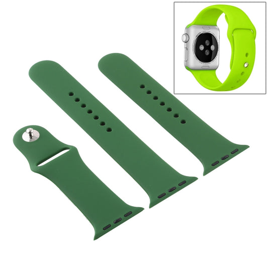 For Apple Watch Ultra 49mm & Watch Ultra 2 49mm / Series 9&8&7 45mm / SE 3&SE 2&6&SE&5&4 44mm / 3&2&1 42mm 3 in 1 Rubber Watch Band with Pin Buckle (Forest Green) by bashfashion