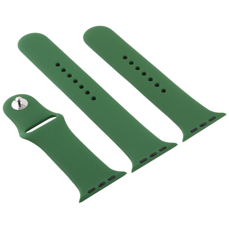 For Apple Watch Ultra 49mm & Watch Ultra 2 49mm / Series 9&8&7 45mm / SE 3&SE 2&6&SE&5&4 44mm / 3&2&1 42mm 3 in 1 Rubber Watch Band with Pin Buckle (Forest Green) by bashfashion