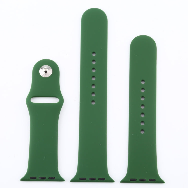 For Apple Watch Ultra 49mm & Watch Ultra 2 49mm / Series 9&8&7 45mm / SE 3&SE 2&6&SE&5&4 44mm / 3&2&1 42mm 3 in 1 Rubber Watch Band with Pin Buckle (Forest Green) by bashfashion