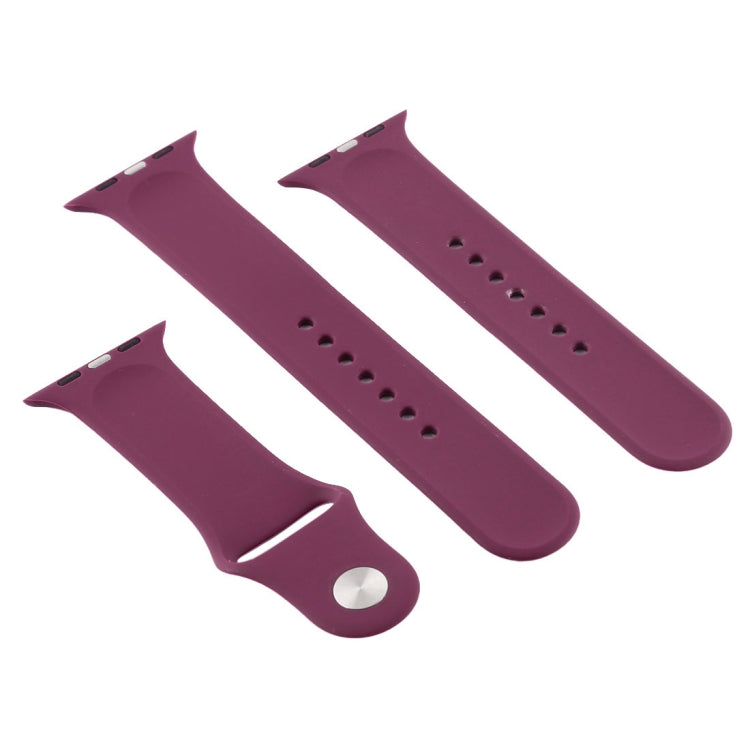 For Apple Watch Ultra 49mm & Watch Ultra 2 49mm / Series 9&8&7 45mm / SE 3&SE 2&6&SE&5&4 44mm / 3&2&1 42mm 3 in 1 Rubber Watch Band with Pin Buckle(Violet) by bashfashion