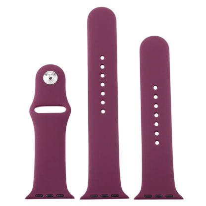 For Apple Watch Ultra 49mm & Watch Ultra 2 49mm / Series 9&8&7 45mm / SE 3&SE 2&6&SE&5&4 44mm / 3&2&1 42mm 3 in 1 Rubber Watch Band with Pin Buckle(Violet) by bashfashion
