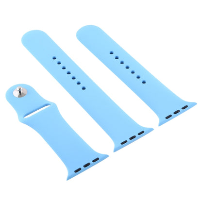 For Apple Watch Ultra 49mm & Watch Ultra 2 49mm / Series 9&8&7 45mm / SE 3&SE 2&6&SE&5&4 44mm / 3&2&1 42mm 3 in 1 Rubber Watch Band with Pin Buckle(Chrysanthemum Blue) by bashfashion