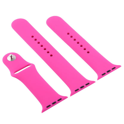 For Apple Watch Ultra 49mm & Watch Ultra 2 49mm / Series 9&8&7 45mm / SE 3&SE 2&6&SE&5&4 44mm / 3&2&1 42mm 3 in 1 Rubber Watch Band with Pin Buckle(Rose Red) by bashfashion