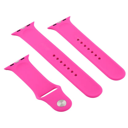 For Apple Watch Ultra 49mm & Watch Ultra 2 49mm / Series 9&8&7 45mm / SE 3&SE 2&6&SE&5&4 44mm / 3&2&1 42mm 3 in 1 Rubber Watch Band with Pin Buckle(Rose Red) by bashfashion