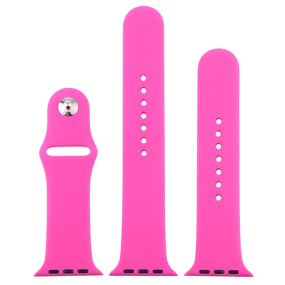 For Apple Watch Ultra 49mm & Watch Ultra 2 49mm / Series 9&8&7 45mm / SE 3&SE 2&6&SE&5&4 44mm / 3&2&1 42mm 3 in 1 Rubber Watch Band with Pin Buckle(Rose Red) by bashfashion