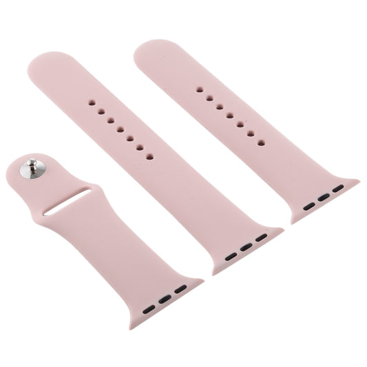 For Apple Watch Ultra 49mm & Watch Ultra 2 49mm / Series 9&8&7 45mm / SE 3&SE 2&6&SE&5&4 44mm / 3&2&1 42mm 3 in 1 Rubber Watch Band with Pin Buckle (Sand Pink) by bashfashion