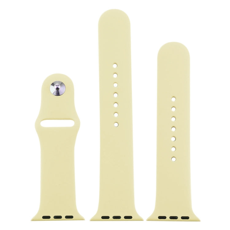 For Apple Watch Ultra 49mm & Watch Ultra 2 49mm / Series 9&8&7 45mm / SE 3&SE 2&6&SE&5&4 44mm / 3&2&1 42mm 3 in 1 Rubber Watch Band with Pin Buckle(Cream Yellow) by bashfashion