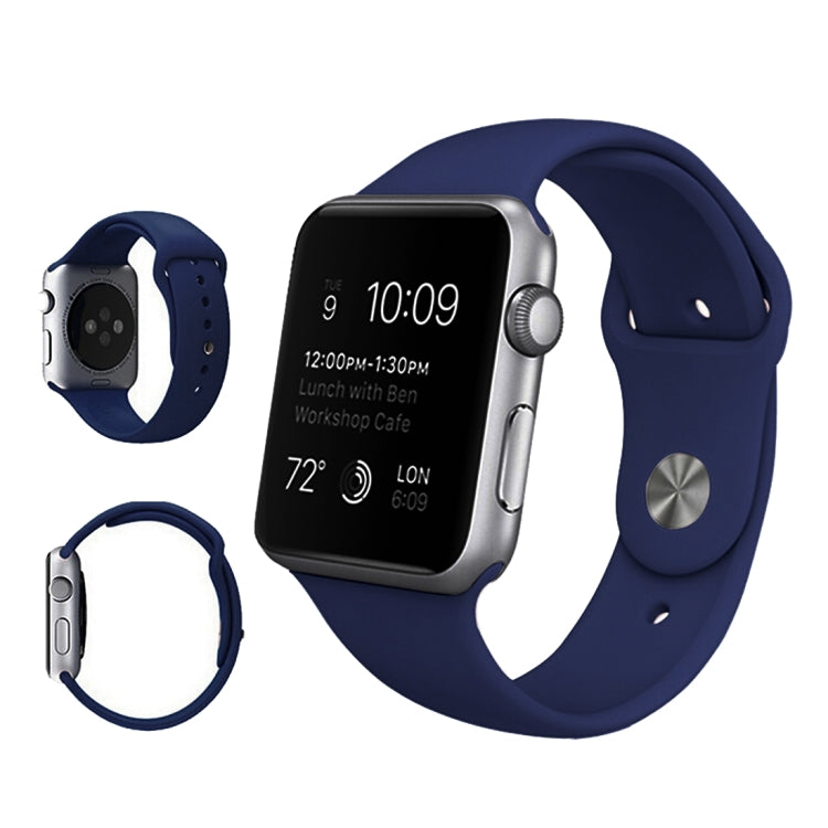 For Apple Watch Ultra 49mm & Watch Ultra 2 49mm / Series 9&8&7 45mm / SE 3&SE 2&6&SE&5&4 44mm / 3&2&1 42mm 3 in 1 Rubber Watch Band with Pin Buckle(Dark Blue) by bashfashion