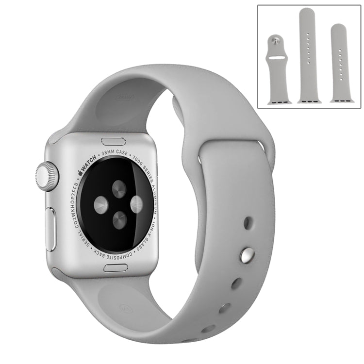For Apple Watch Ultra 49mm & Watch Ultra 2 49mm / Series 9&8&7 45mm / SE 3&SE 2&6&SE&5&4 44mm / 3&2&1 42mm 3 in 1 Rubber Watch Band with Pin Buckle(Grey) by bashfashion