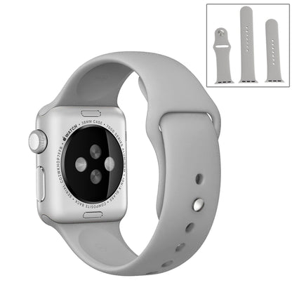 For Apple Watch Ultra 49mm & Watch Ultra 2 49mm / Series 9&8&7 45mm / SE 3&SE 2&6&SE&5&4 44mm / 3&2&1 42mm 3 in 1 Rubber Watch Band with Pin Buckle(Grey) by bashfashion