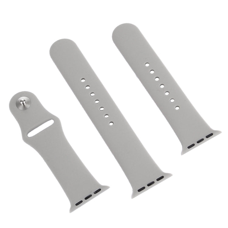 For Apple Watch Ultra 49mm & Watch Ultra 2 49mm / Series 9&8&7 45mm / SE 3&SE 2&6&SE&5&4 44mm / 3&2&1 42mm 3 in 1 Rubber Watch Band with Pin Buckle(Grey) by bashfashion