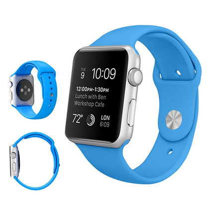 For Apple Watch Ultra 49mm & Watch Ultra 2 49mm / Series 9&8&7 45mm / SE 3&SE 2&6&SE&5&4 44mm / 3&2&1 42mm 3 in 1 Rubber Watch Band with Pin Buckle(Blue) by bashfashion