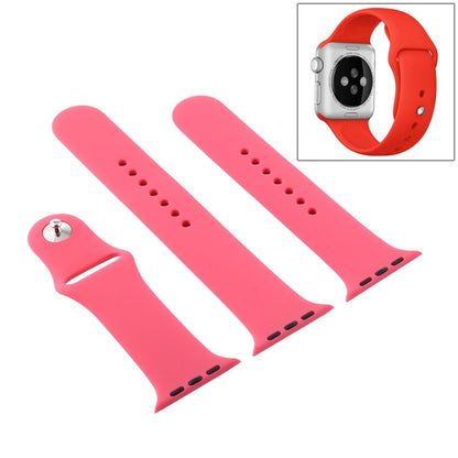 For Apple Watch Ultra 49mm & Watch Ultra 2 49mm / Series 9&8&7 45mm / SE 3&SE 2&6&SE&5&4 44mm / 3&2&1 42mm 3 in 1 Rubber Watch Band with Pin Buckle(Hibiscus Pink) by bashfashion