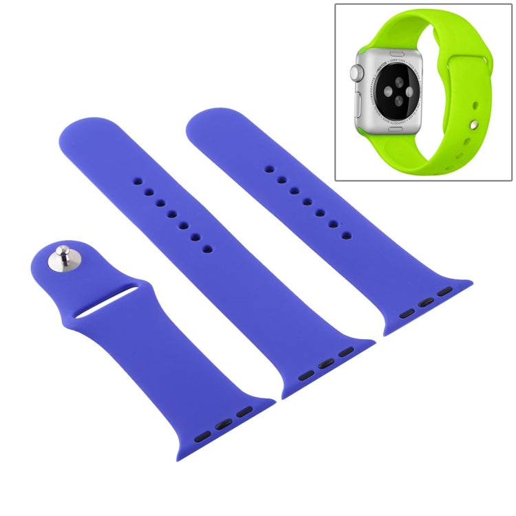 For Apple Watch Ultra 49mm & Watch Ultra 2 49mm / Series 9&8&7 45mm / SE 3&SE 2&6&SE&5&4 44mm / 3&2&1 42mm 3 in 1 Rubber Watch Band with Pin Buckle(Deep Royal Blue) by bashfashion