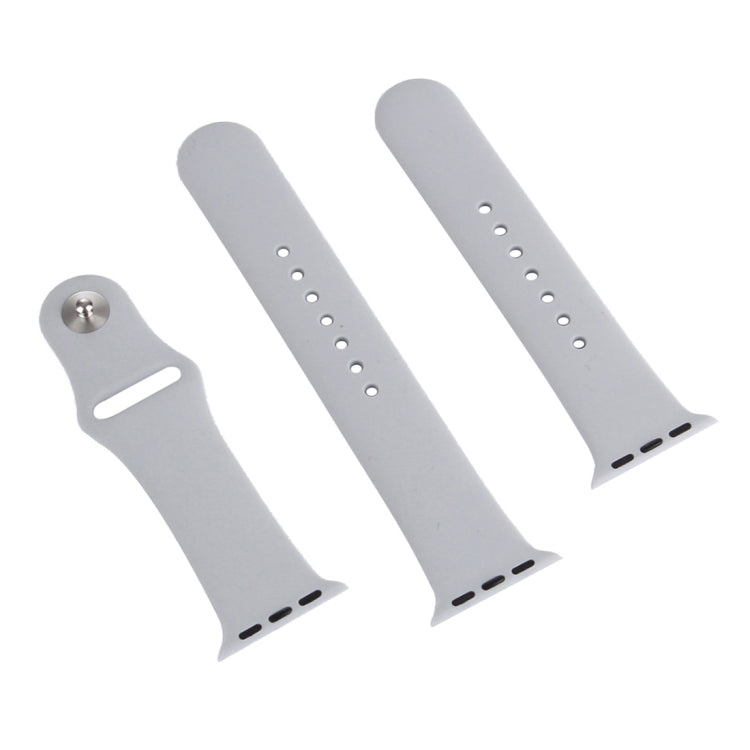 For Apple Watch Ultra 49mm & Watch Ultra 2 49mm / Series 9&8&7 45mm / SE 3&SE 2&6&SE&5&4 44mm / 3&2&1 42mm 3 in 1 Rubber Watch Band with Pin Buckle(Silver) by bashfashion