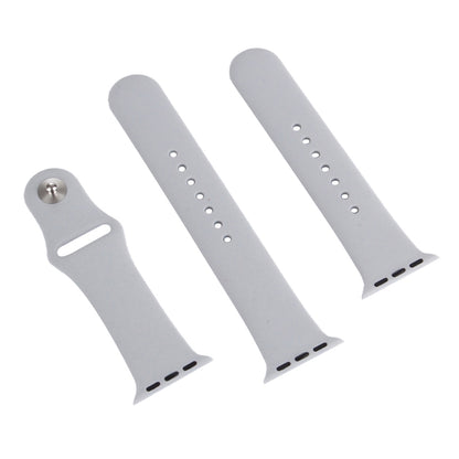 For Apple Watch Ultra 49mm & Watch Ultra 2 49mm / Series 9&8&7 45mm / SE 3&SE 2&6&SE&5&4 44mm / 3&2&1 42mm 3 in 1 Rubber Watch Band with Pin Buckle(Silver) by bashfashion