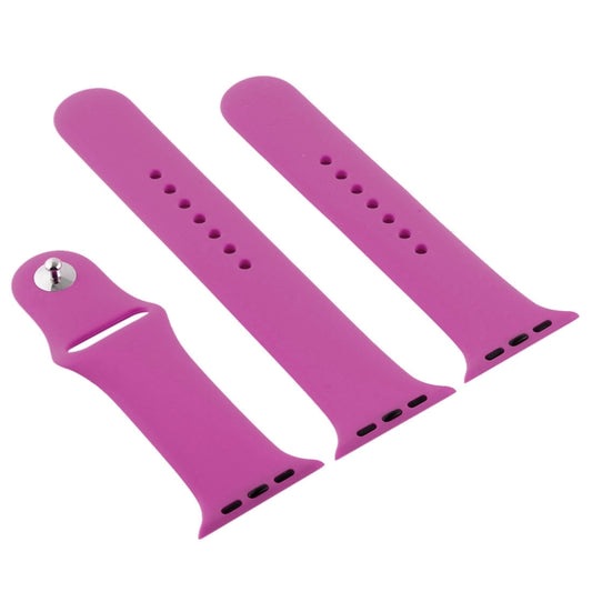 For Apple Watch Ultra 49mm & Watch Ultra 2 49mm / Series 9&8&7 45mm / SE 3&SE 2&6&SE&5&4 44mm / 3&2&1 42mm 3 in 1 Rubber Watch Band with Pin Buckle (Dragon Fruit) by bashfashion