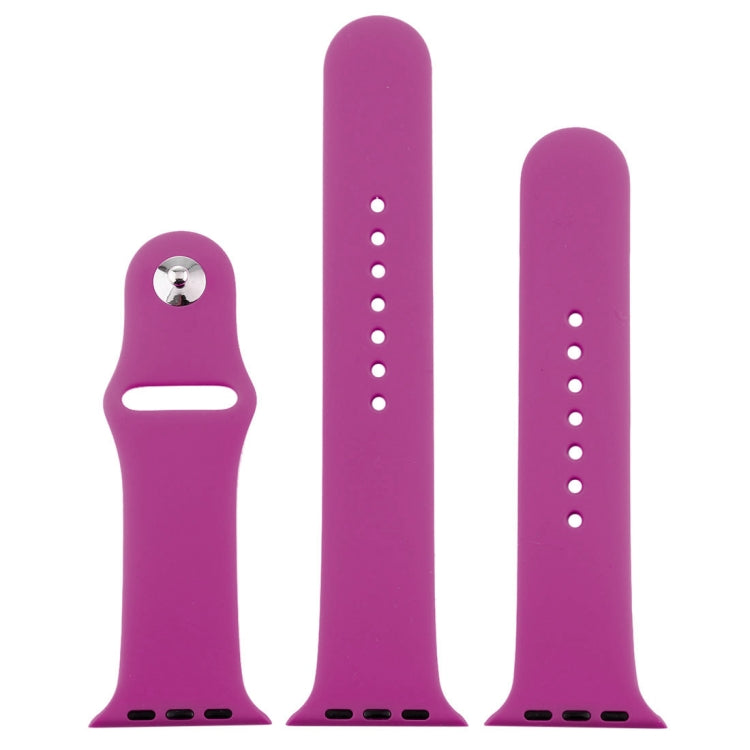 For Apple Watch Ultra 49mm & Watch Ultra 2 49mm / Series 9&8&7 45mm / SE 3&SE 2&6&SE&5&4 44mm / 3&2&1 42mm 3 in 1 Rubber Watch Band with Pin Buckle (Dragon Fruit) by bashfashion