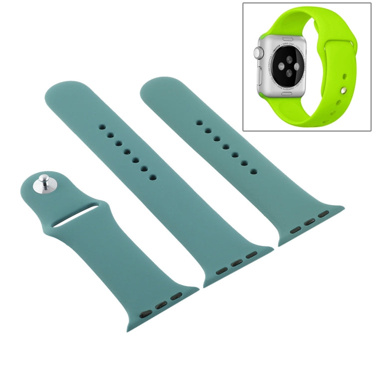 For Apple Watch Ultra 49mm & Watch Ultra 2 49mm / Series 9&8&7 45mm / SE 3&SE 2&6&SE&5&4 44mm / 3&2&1 42mm 3 in 1 Rubber Watch Band with Pin Buckle(Cactus) by bashfashion