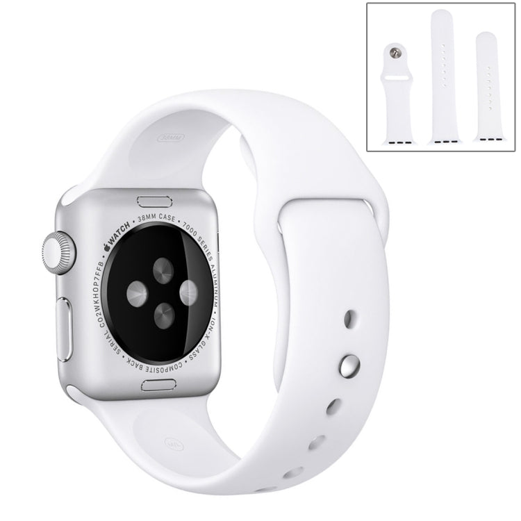 For Apple Watch Ultra 49mm & Watch Ultra 2 49mm / Series 9&8&7 45mm / SE 3&SE 2&6&SE&5&4 44mm / 3&2&1 42mm 3 in 1 Rubber Watch Band with Pin Buckle(White) by bashfashion