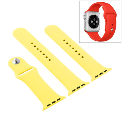 For Apple Watch Ultra 49mm & Watch Ultra 2 49mm / Series 9&8&7 45mm / SE 3&SE 2&6&SE&5&4 44mm / 3&2&1 42mm 3 in 1 Rubber Watch Band with Pin Buckle (Shiny Yellow) by bashfashion
