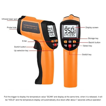 Infrared Thermometer, Temperature Range: -50 - 700 Degrees Celsius(Yellow) by bashfashion