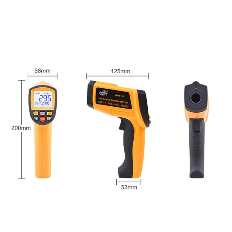 Infrared Thermometer, Temperature Range: 200 - 1650 Degrees Celsius(Orange) by bashfashion