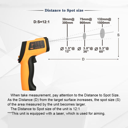 Infrared Thermometer, Temperature Range: 200 - 1650 Degrees Celsius(Orange) by bashfashion
