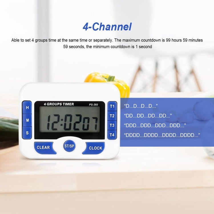 PS-360 4 Groups Alarm Timer Digital Kitchen Countdown Clock by bashfashion