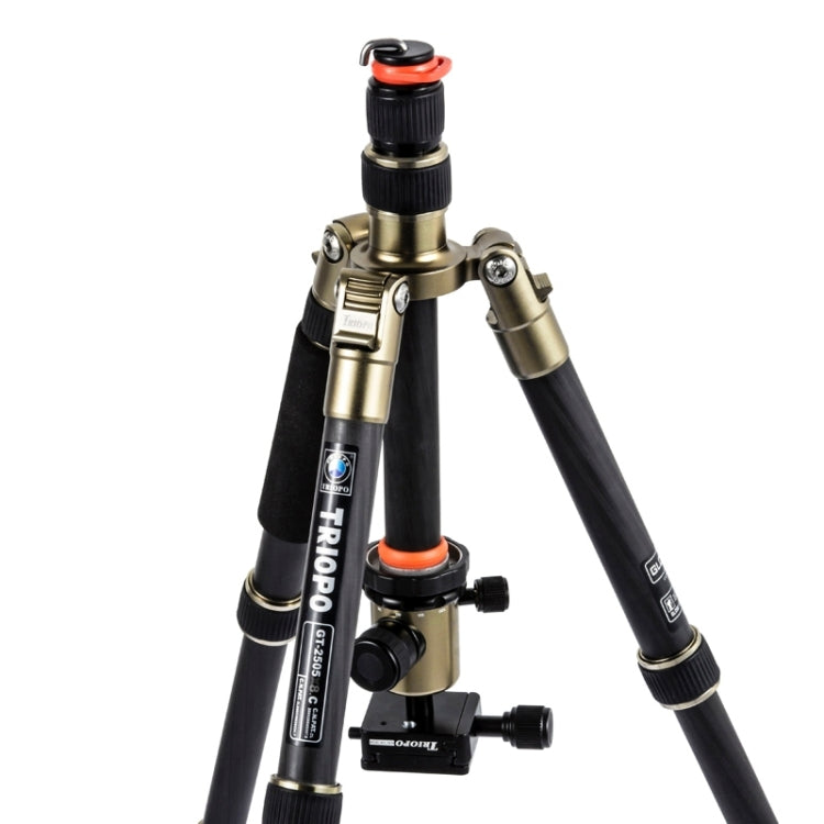 Triopo GT-2505x8.C Adjustable Portable Carbon Fiber Tripod (Gold) with B-1 Aluminum Ball Head (Black) for Canon Nikon Sony DSLR Camera by TRIOPO