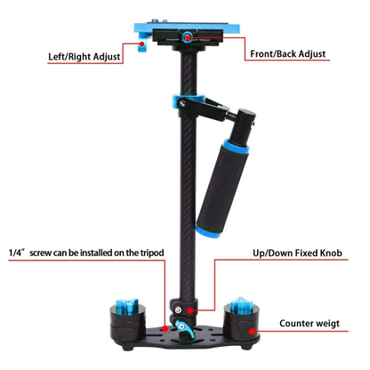 YELANGU 38.5-61cm Carbon Fiber Handheld Stabilizer for DSLR & DV Digital Video & Cameras, Capacity Range 0.5-3kg(Blue) by YELANGU