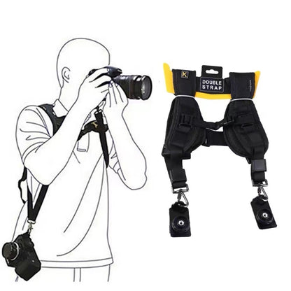 Safe & Fast Quick Double Shoulder Belt Strap for 2 Cameras DSLR (QS-B 1/4(Black) by bashfashion