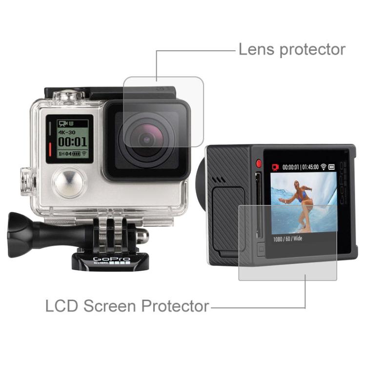 Ultra Clear LCD Screen Protector + Housing Glass Lens Protector Film for GoPro HERO4 Silver Camera by bashfashion