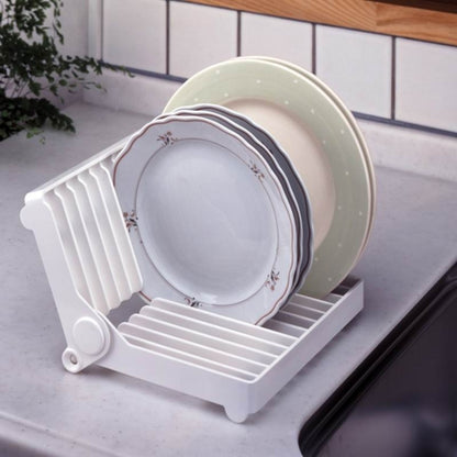 Foldable Dish Drip Rack Plate Holder(White) by bashfashion