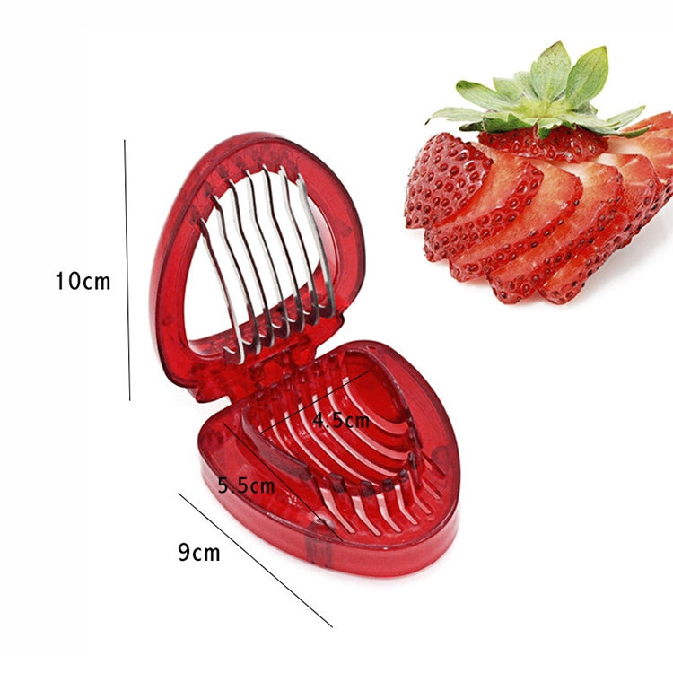 Kitchen Tool Plastic Strawberry Slicer Fruit Knife with Stainless Steel Blade(Red) by bashfashion