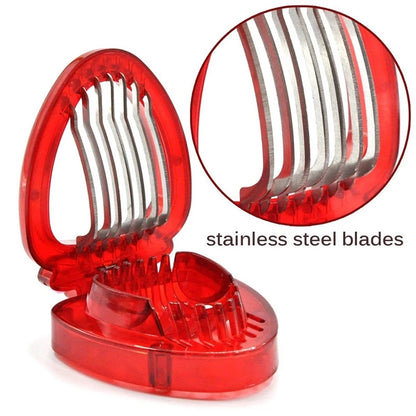 Kitchen Tool Plastic Strawberry Slicer Fruit Knife with Stainless Steel Blade(Red) by bashfashion