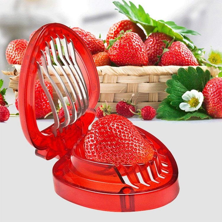 Kitchen Tool Plastic Strawberry Slicer Fruit Knife with Stainless Steel Blade(Red) by bashfashion