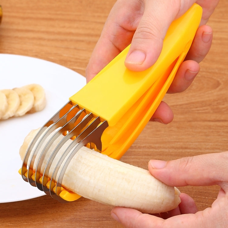 Kitchen Tool Banana Slicer Cutter Chopper for Fruit Salad(Yellow) by bashfashion