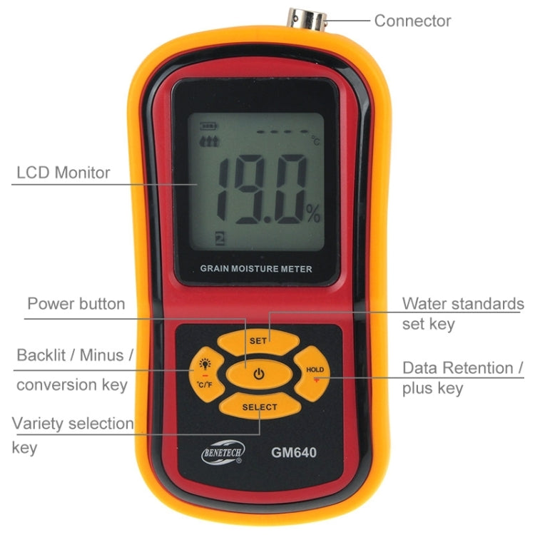 BENETECH GM640 High Quality Digital Grain Moisture Meter with LCD Display by BENETECH