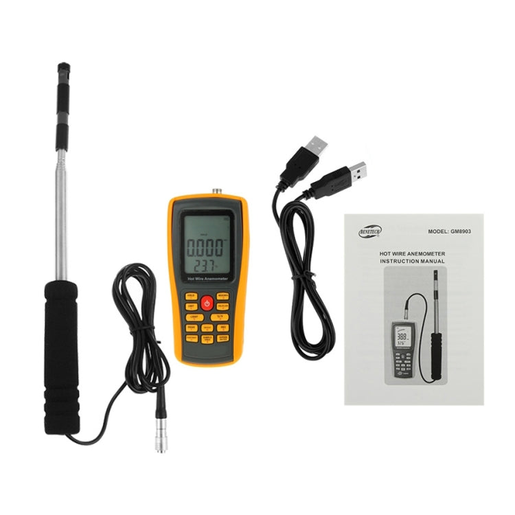 BENETECH GM8903 2.6 inch LCD Screen Digital Hot Wire Wind Speed Wind Temperature Anemometer by BENETECH