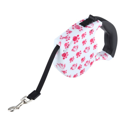 5m Pink Dog Footprint Pattern Easy Operation Retractable Dog Leash(Pink) by bashfashion
