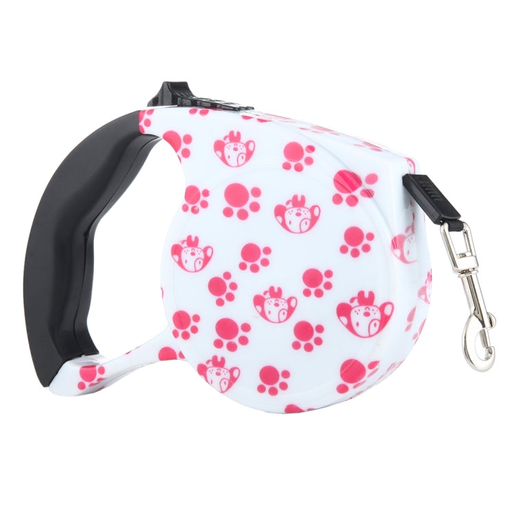5m Pink Dog Footprint Pattern Easy Operation Retractable Dog Leash(Pink) by bashfashion
