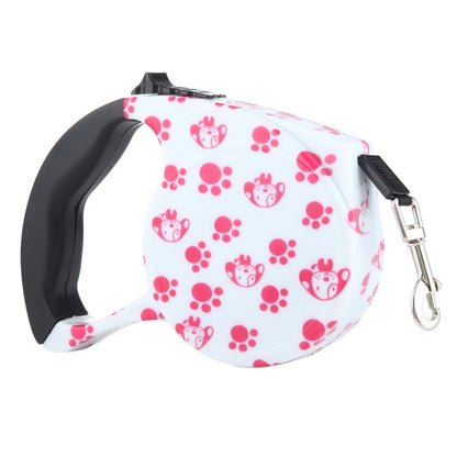 5m Pink Dog Footprint Pattern Easy Operation Retractable Dog Leash(Pink) by bashfashion