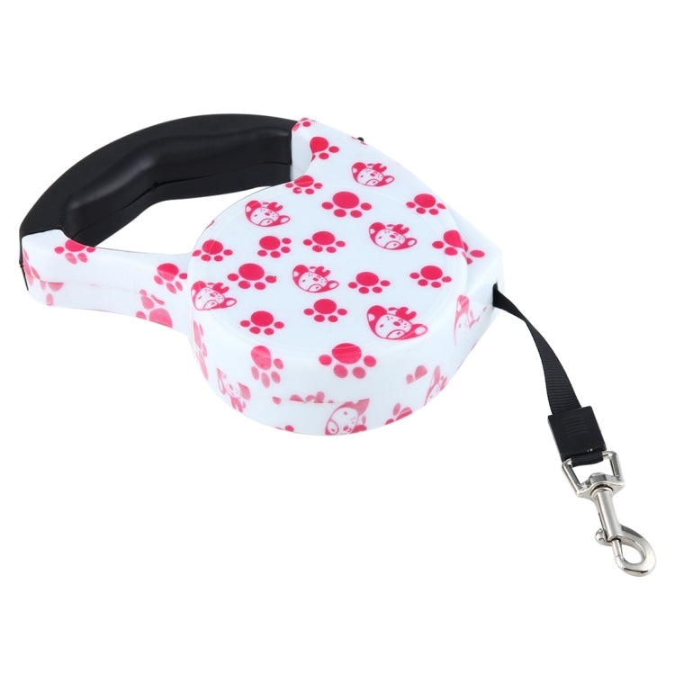 5m Pink Dog Footprint Pattern Easy Operation Retractable Dog Leash(Pink) by bashfashion