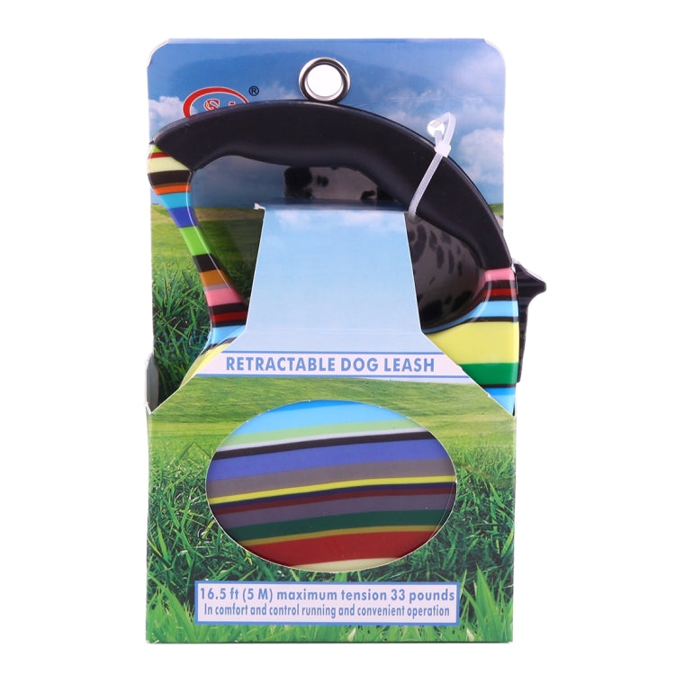 5m Easy Operation Retractable Flexible Dog Leash(Color Strip Style ) by bashfashion